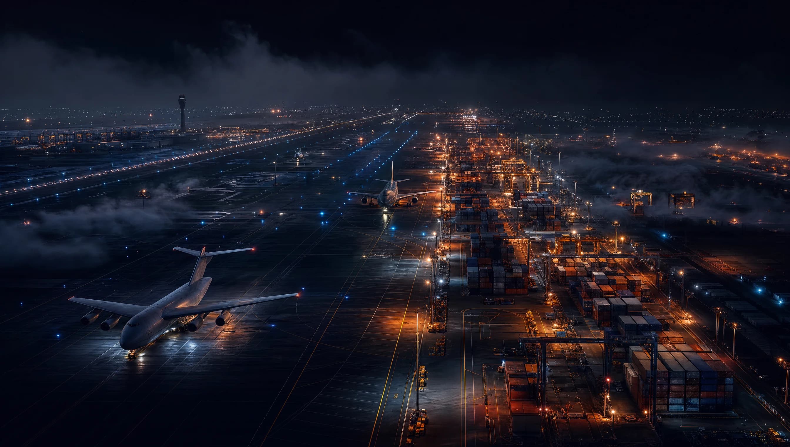 Eazy Logistics global freight hub at night
